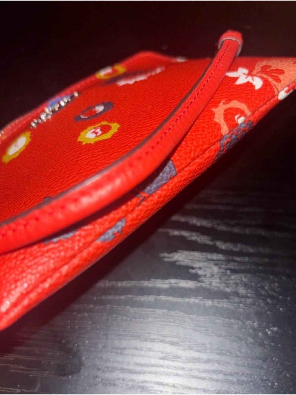 Coach Red Floral Wristlet Pouch with Tag-EUC - Picture 4 of 4